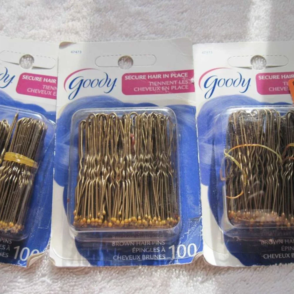 100 Metal Styling Hold It Secure Hair Pins Goody Coated Pin Blend Bronze Black